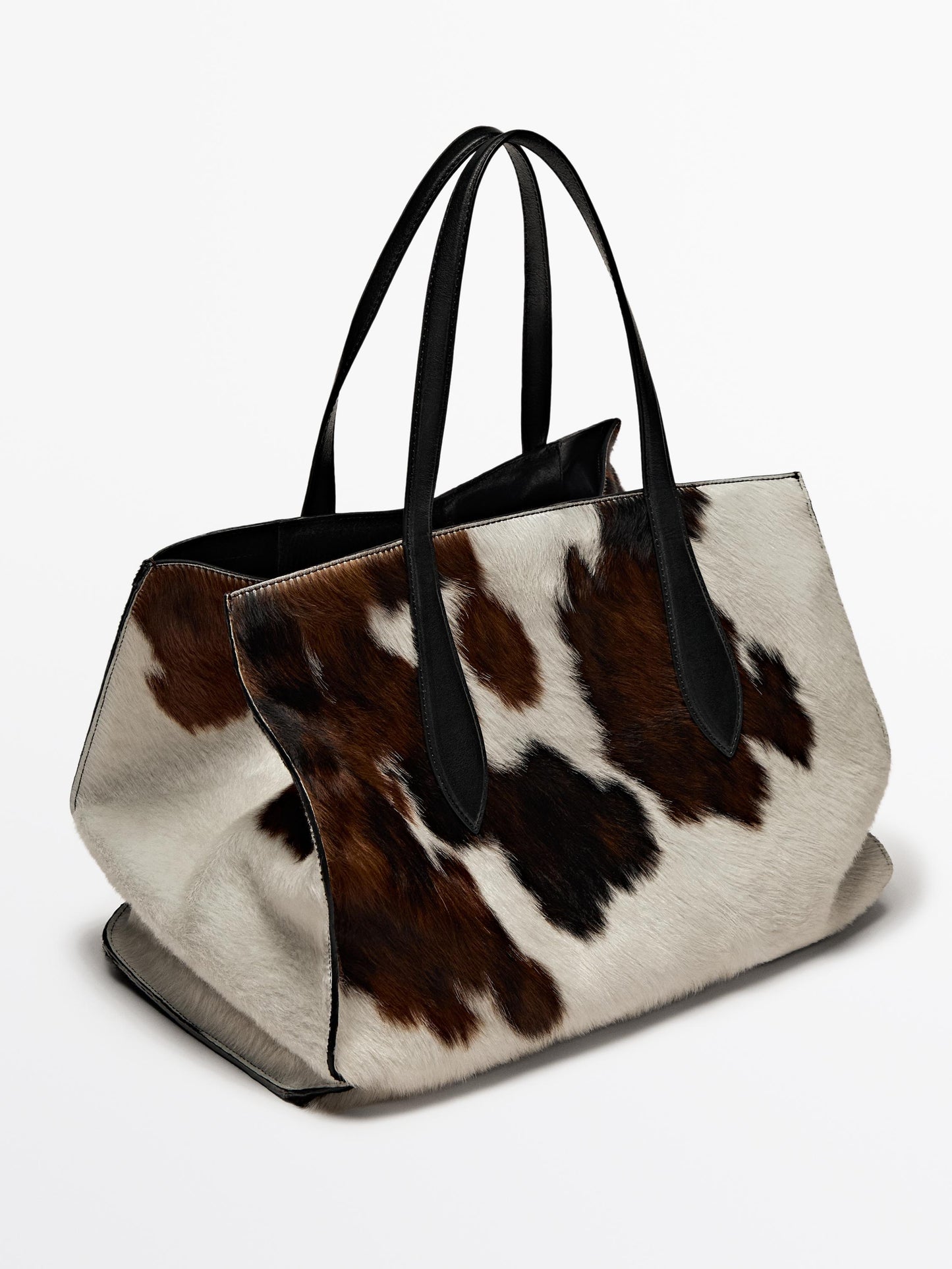 Animal print hair-on leather maxi tote bag