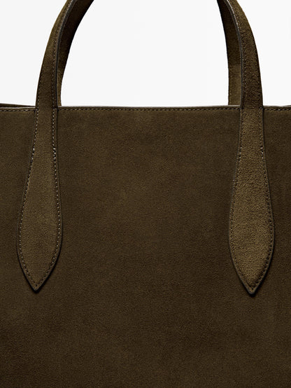 Split suede maxi tote bag