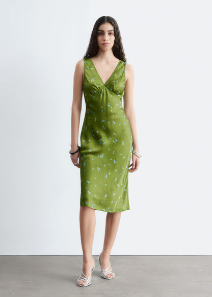 V-Neck Slip Midi Dress