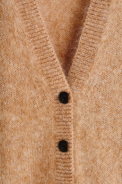 Mohair-Wool V-Neck Cardigan