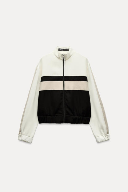 Bomber jacket with side stripe