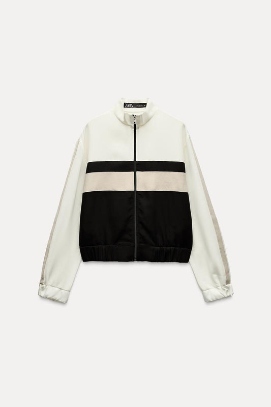 Bomber jacket with side stripe