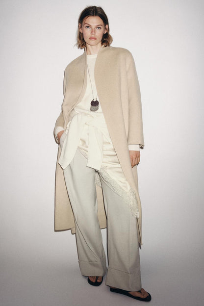 Zw Collection Limited Edition Minimal Wool Blend Coat