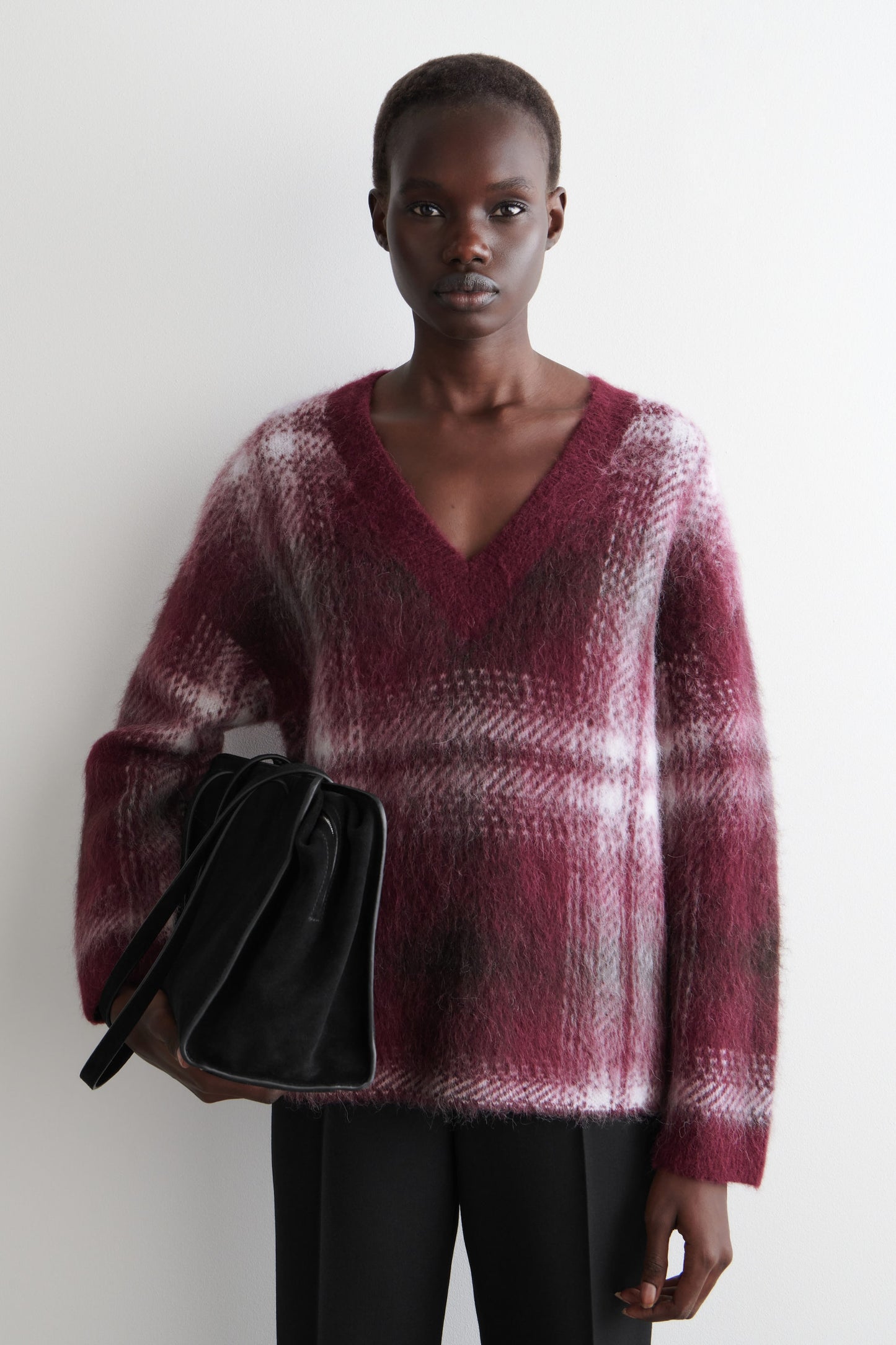 Checked Alpaca-Blend Jumper