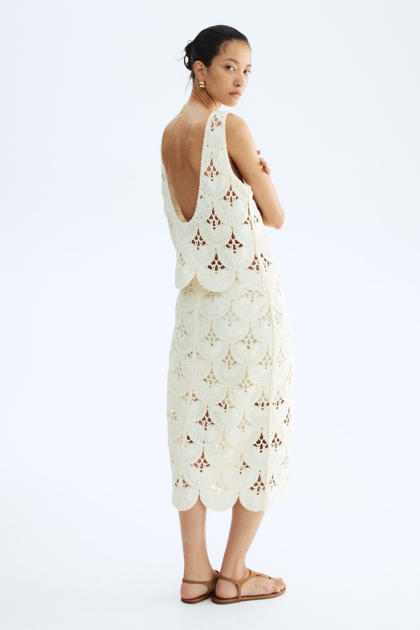 Crochet-look pencil skirt