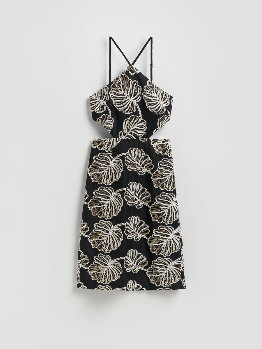 Midi dress with embroidery detailing