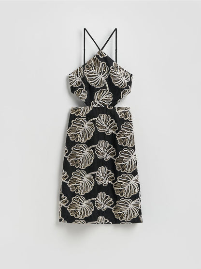 Midi dress with embroidery detailing