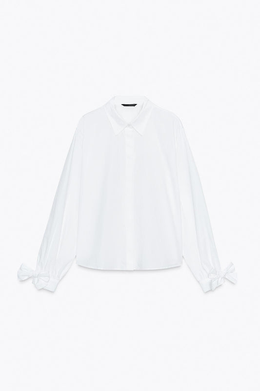 Poplin Shirt With Ties