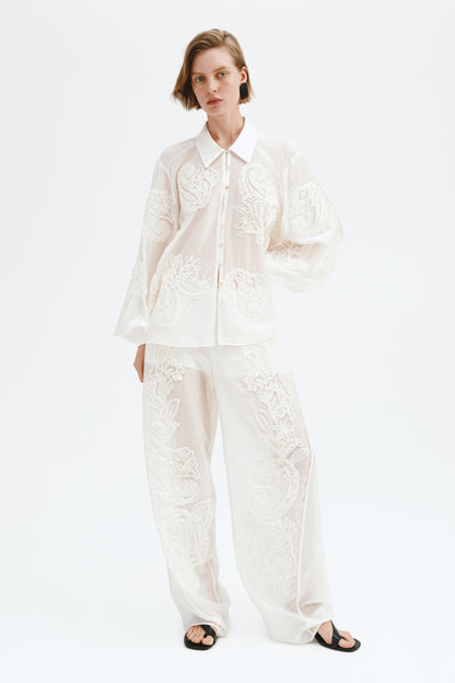 Appliquéd barrel trousers