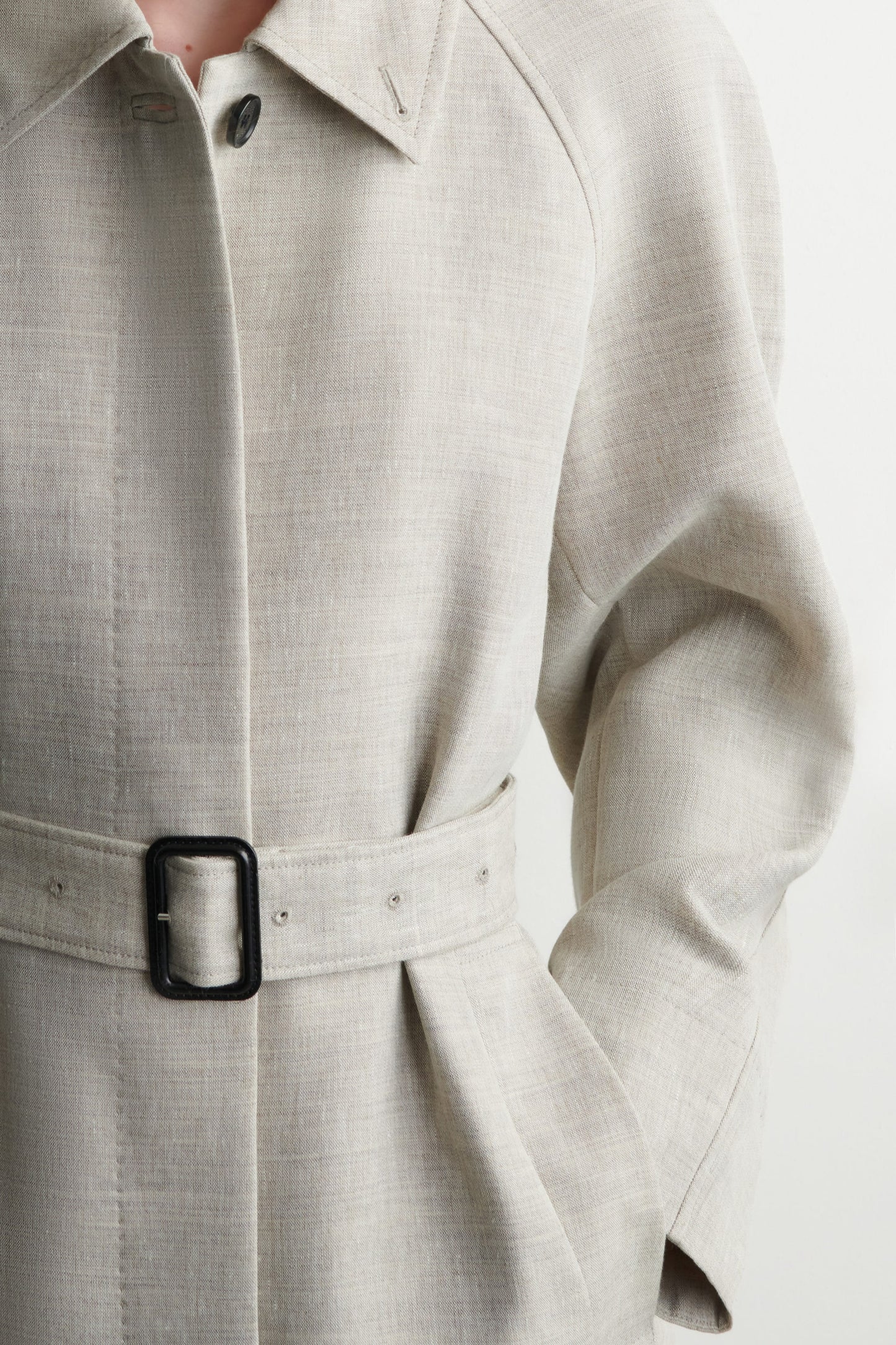 Long Linen-Wool Trench Coat