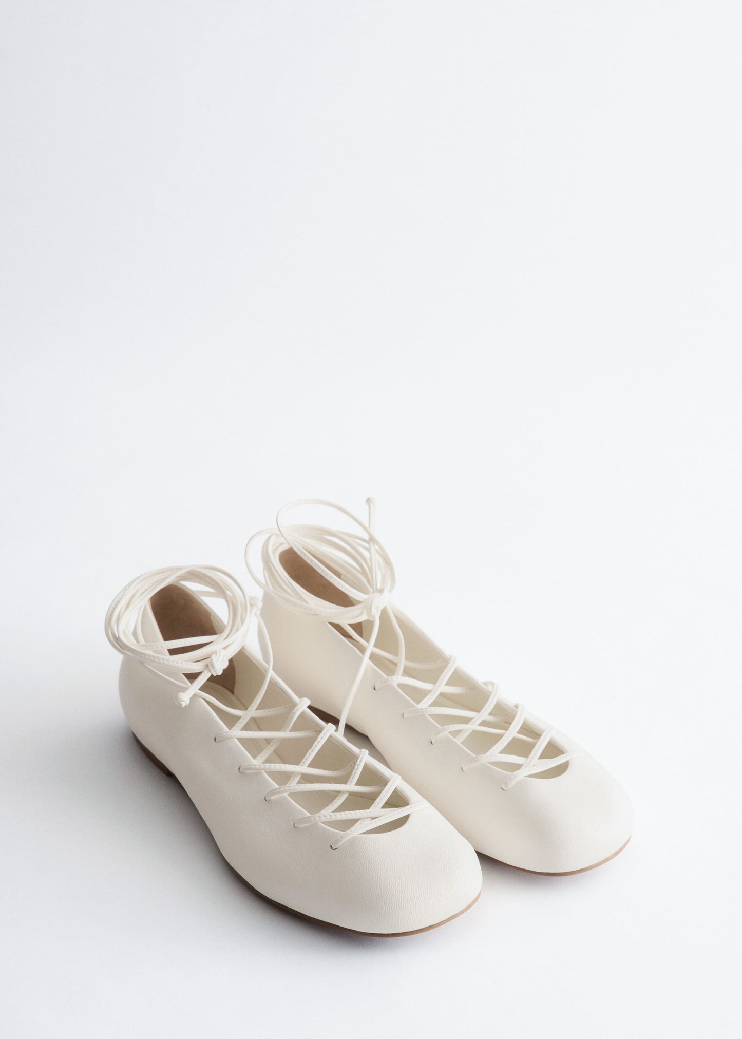 Lace-Up Leather Ballerinas