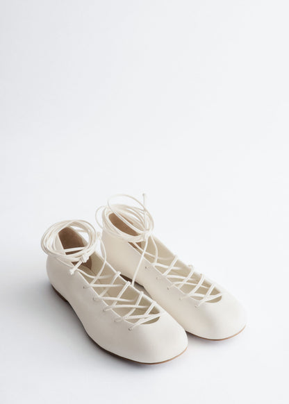 Lace-Up Leather Ballerinas