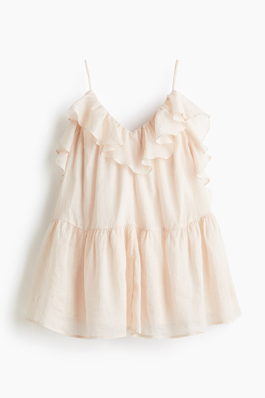 Flounced ramie dress