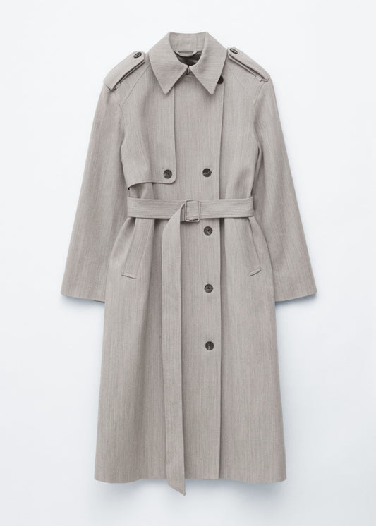 Wool Tie-Belt Trench Coat