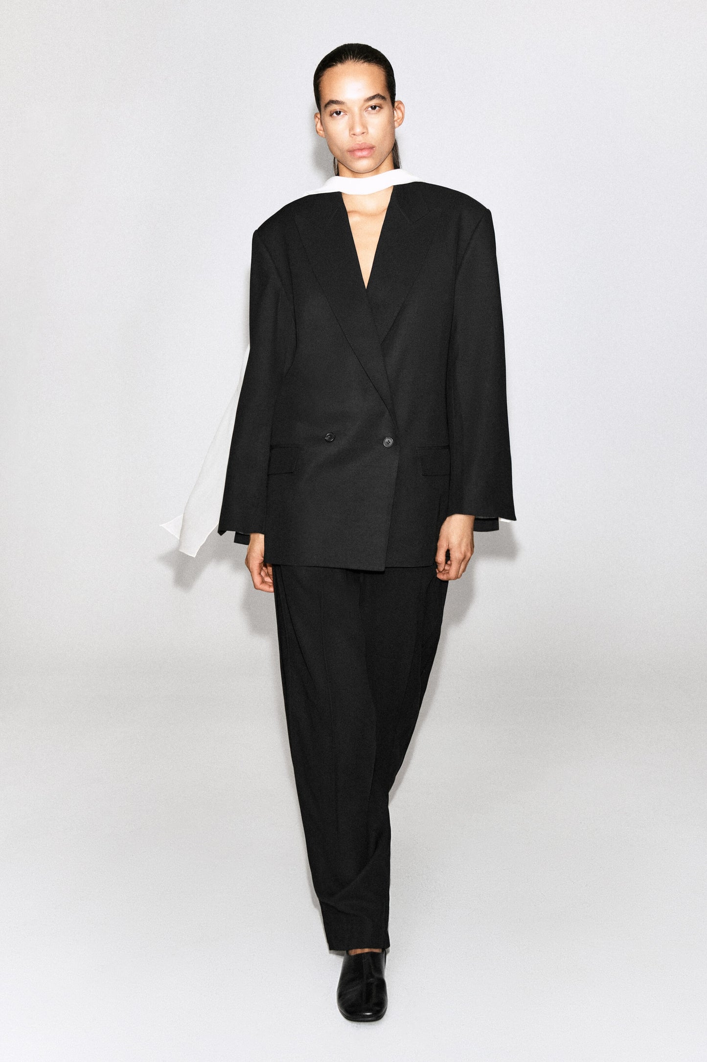 Contrast-Lined Double-Breasted Blazer