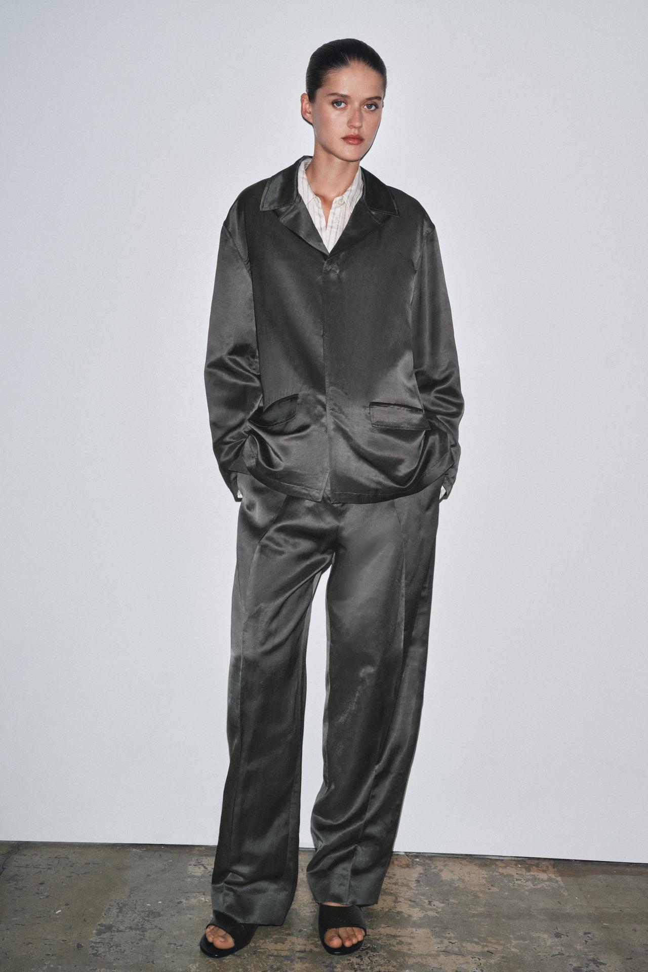 ZW Collection Satin Linen Blend Blazer