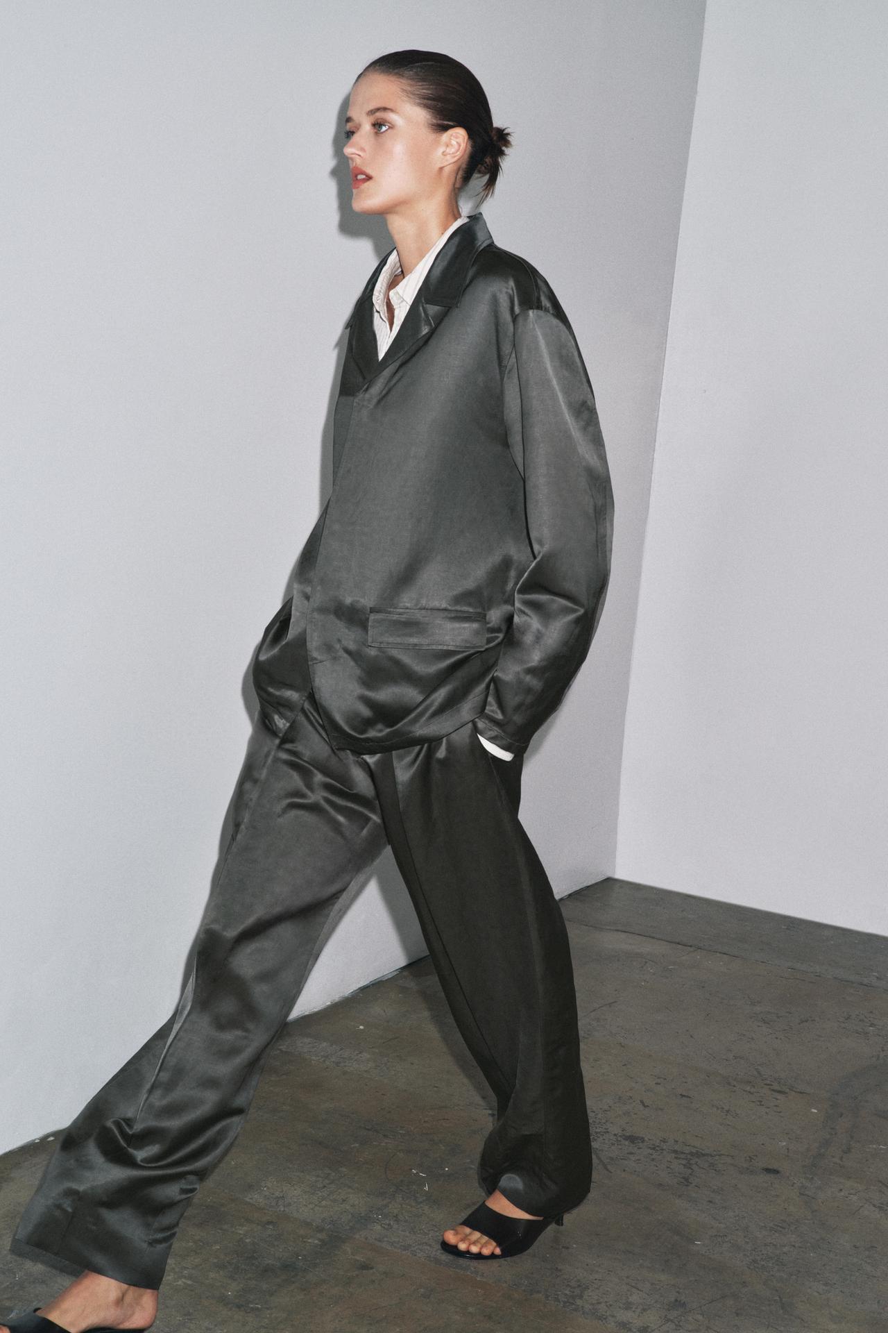 ZW Collection Satin Linen Blend Blazer