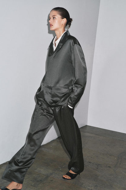 ZW Collection Satin Linen Blend Blazer
