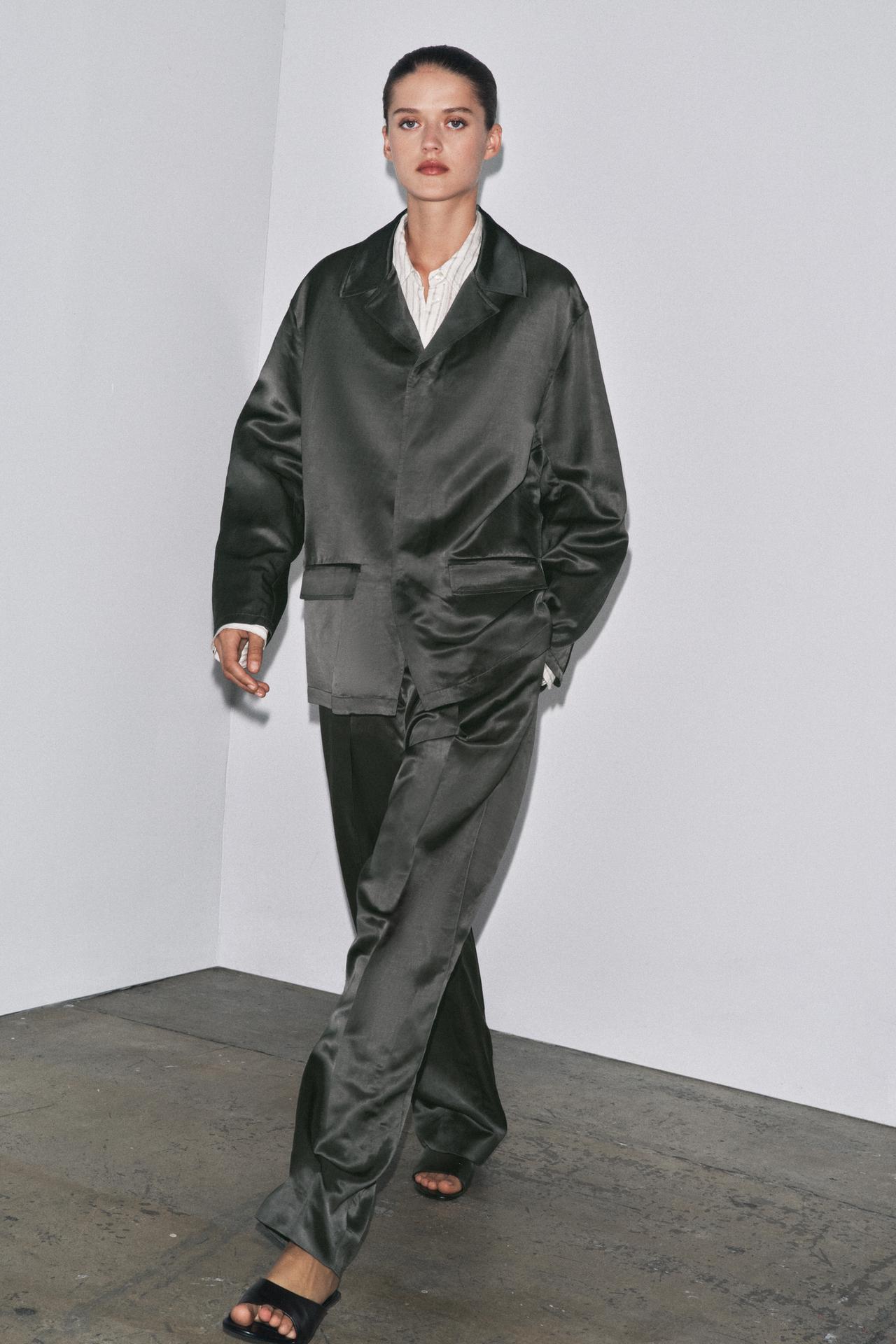 ZW Collection Satin Linen Blend Blazer