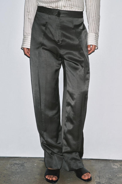 Satin Linen Blend Trousers ZW Collection