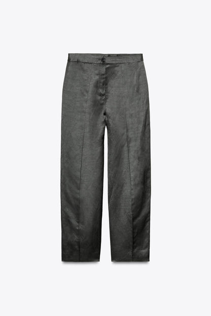 Satin Linen Blend Trousers ZW Collection
