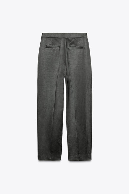 Satin Linen Blend Trousers ZW Collection
