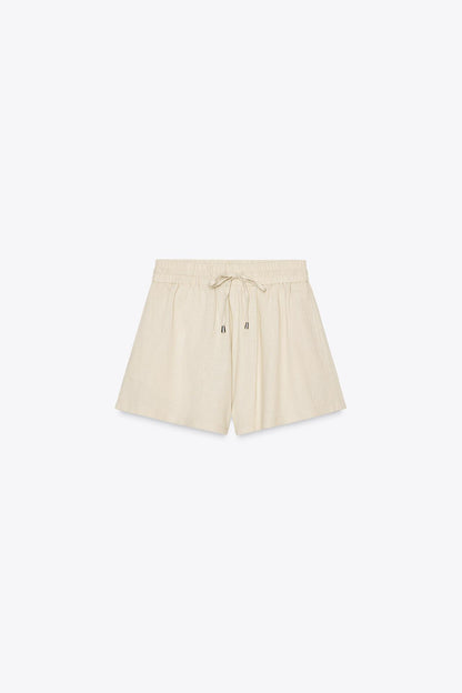 Linen Blend Boxer Bermuda Shorts