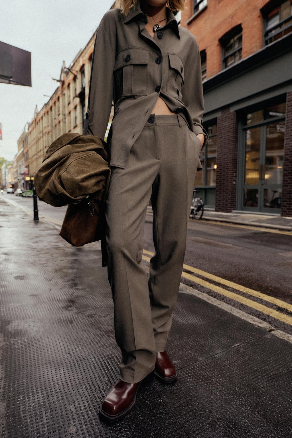 Straight-Leg Trousers With Topstitching