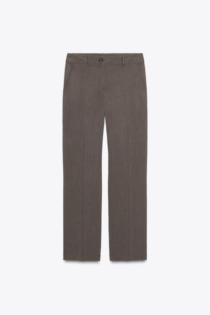 Straight-Leg Trousers With Topstitching
