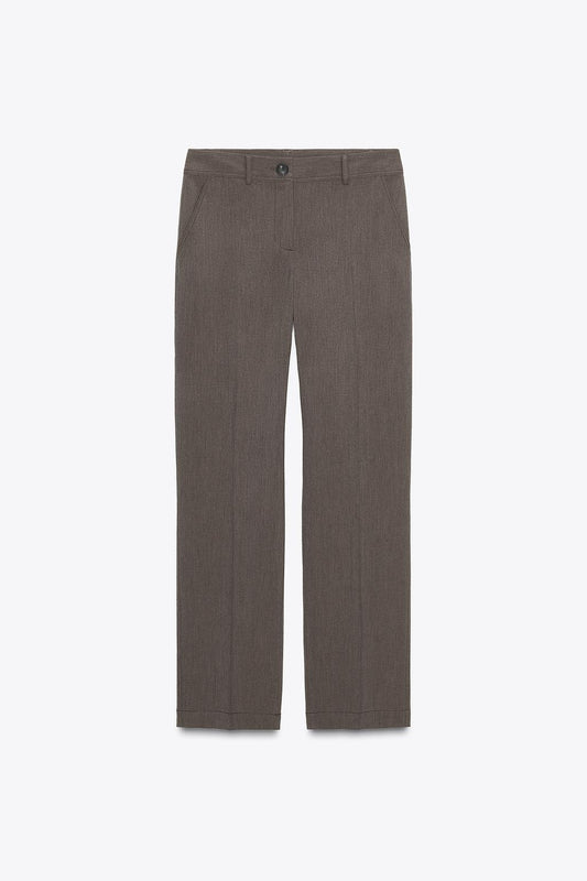 Straight-Leg Trousers With Topstitching