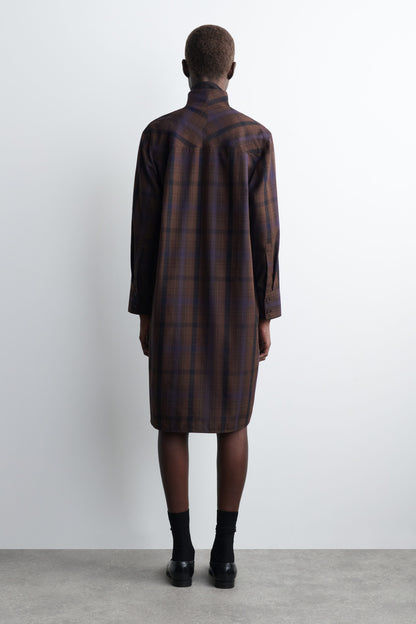 Checked Wool-Blend Shirt Dress