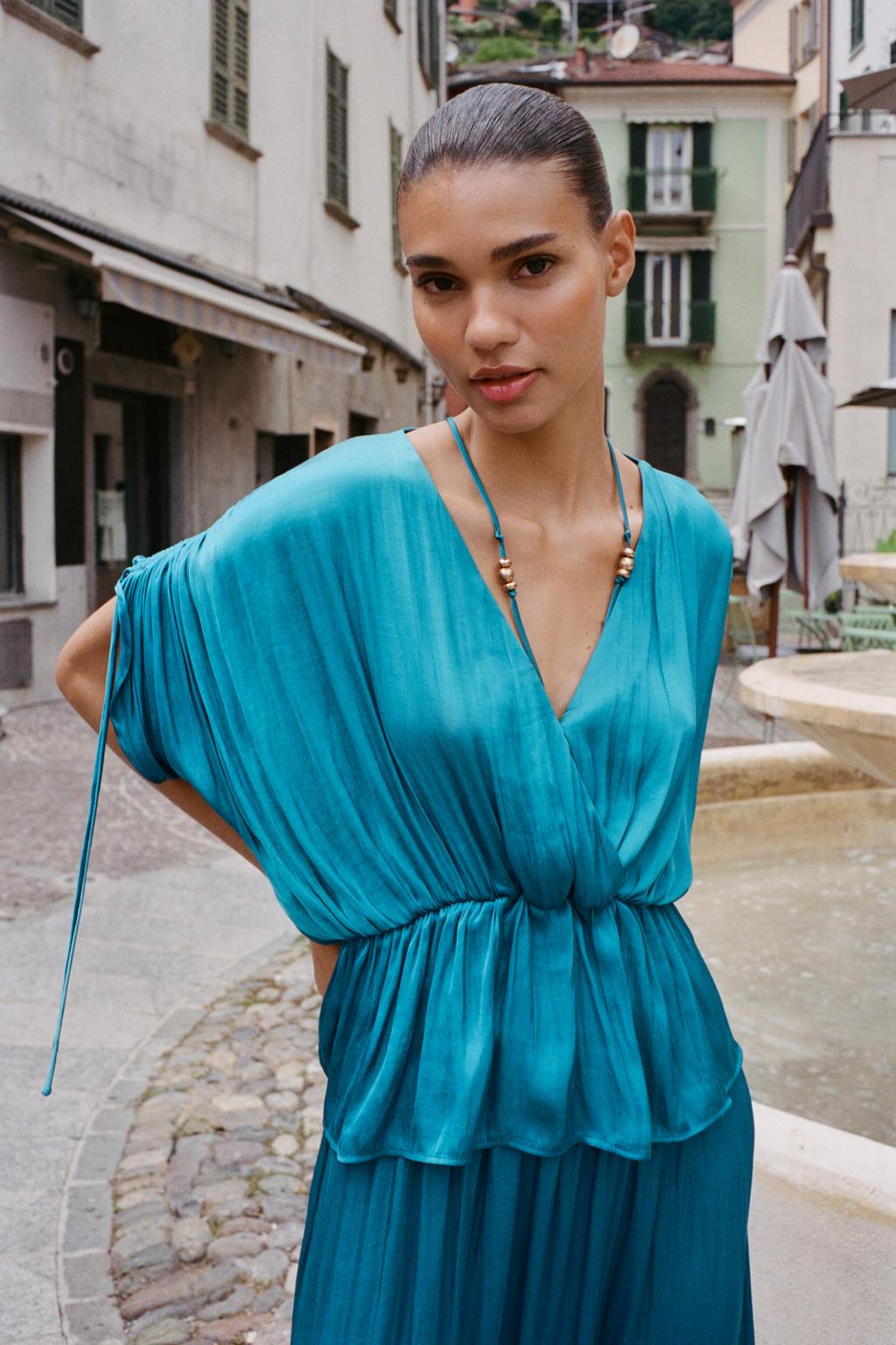 Gathered Satin Blouse