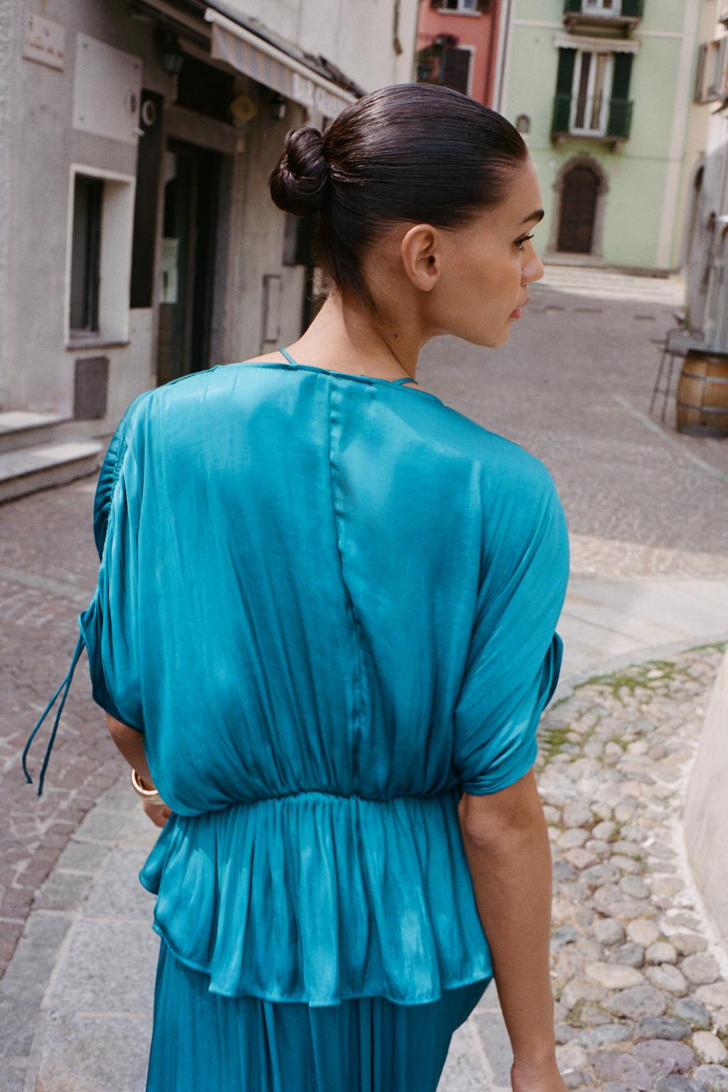 Gathered Satin Blouse