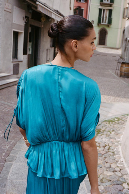 Gathered Satin Blouse