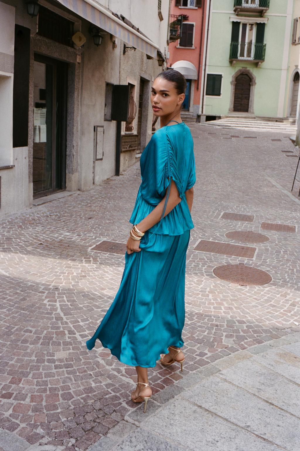 Gathered Satin Blouse