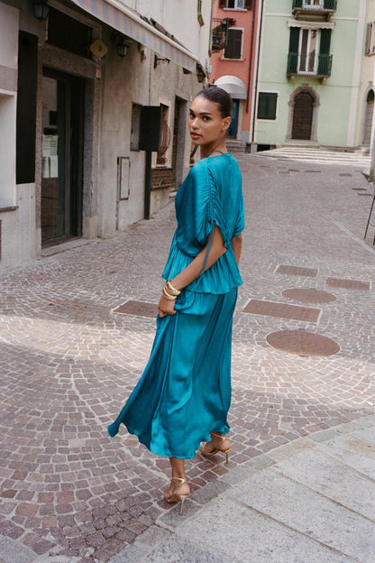 Gathered Satin Blouse