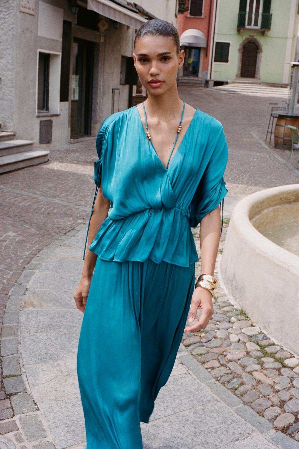 Gathered Satin Blouse