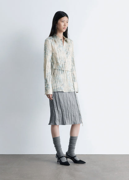 Tie-Belt Crêpe Shirt