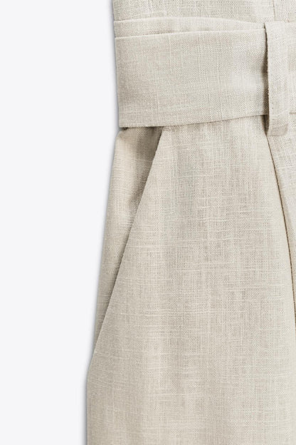 Halter Neck Linen Blend Jumpsuit
