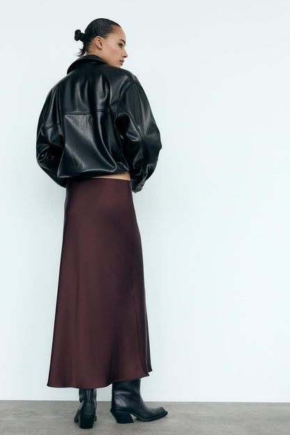 Satin midi skirt