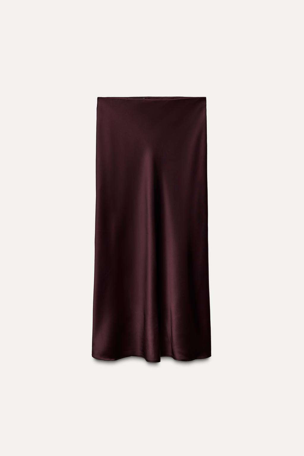 Satin midi skirt