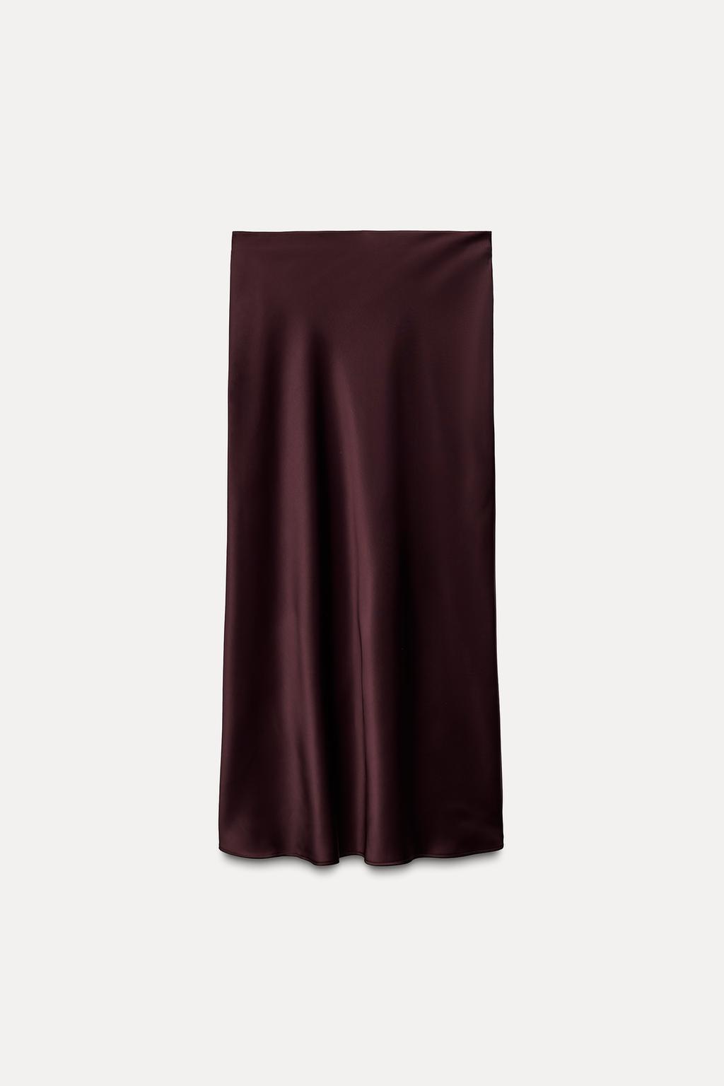 Satin midi skirt