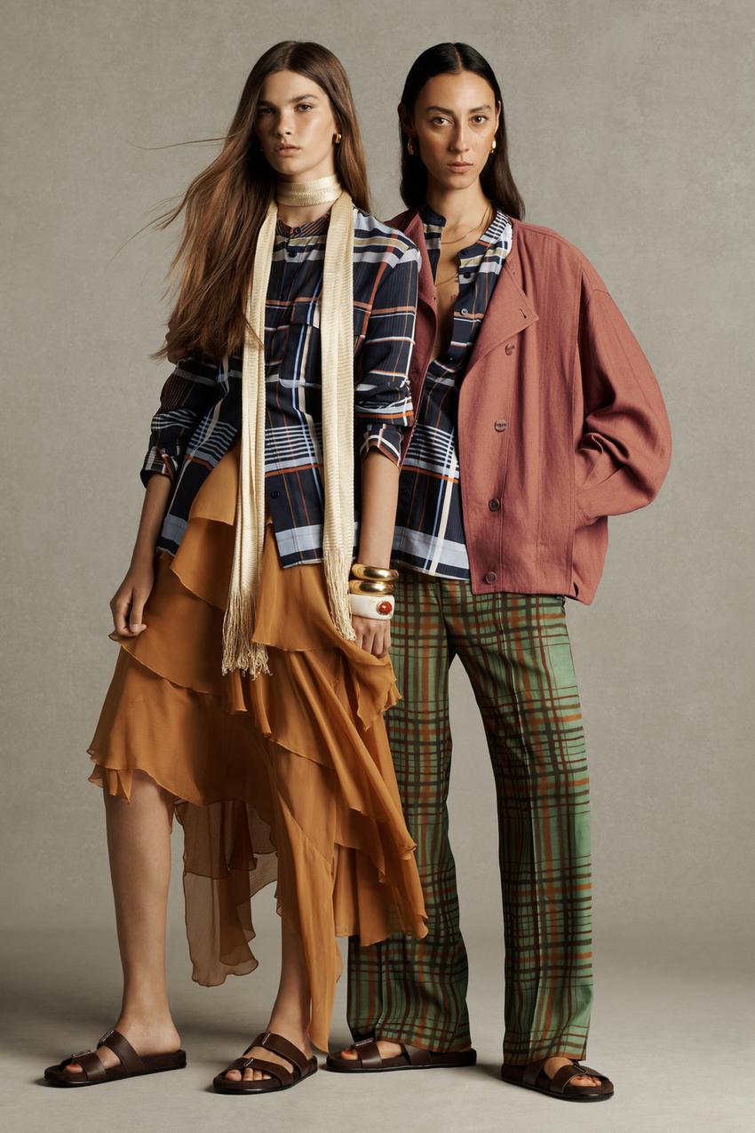 Check Crop Flare Trousers ZW Collection