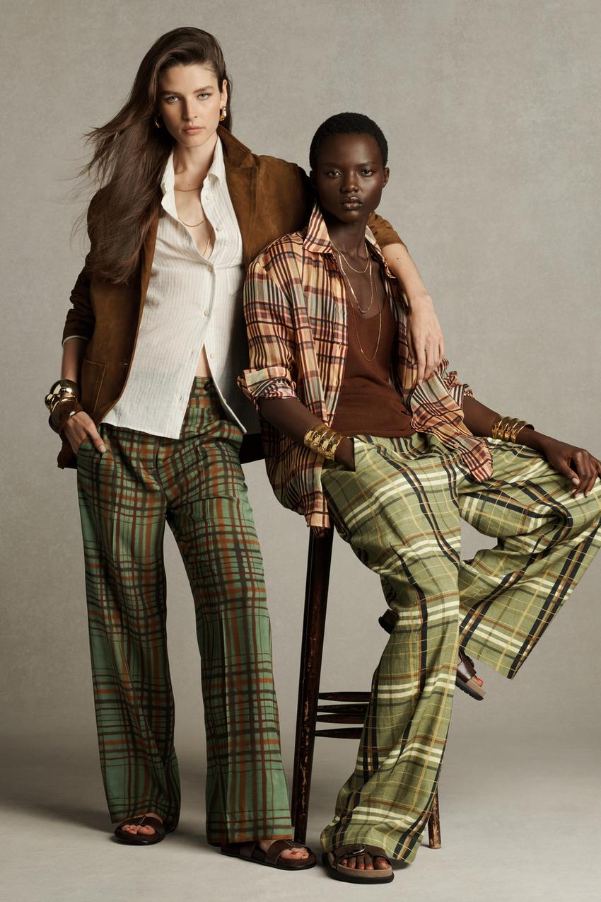 Check Crop Flare Trousers ZW Collection