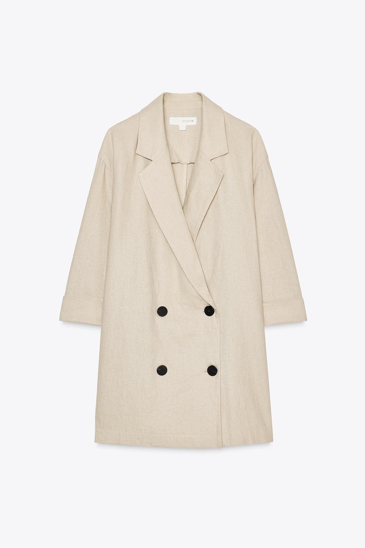 Double-breasted linen-blend blazer