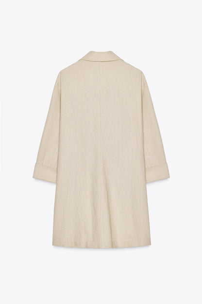 Double-breasted linen-blend blazer
