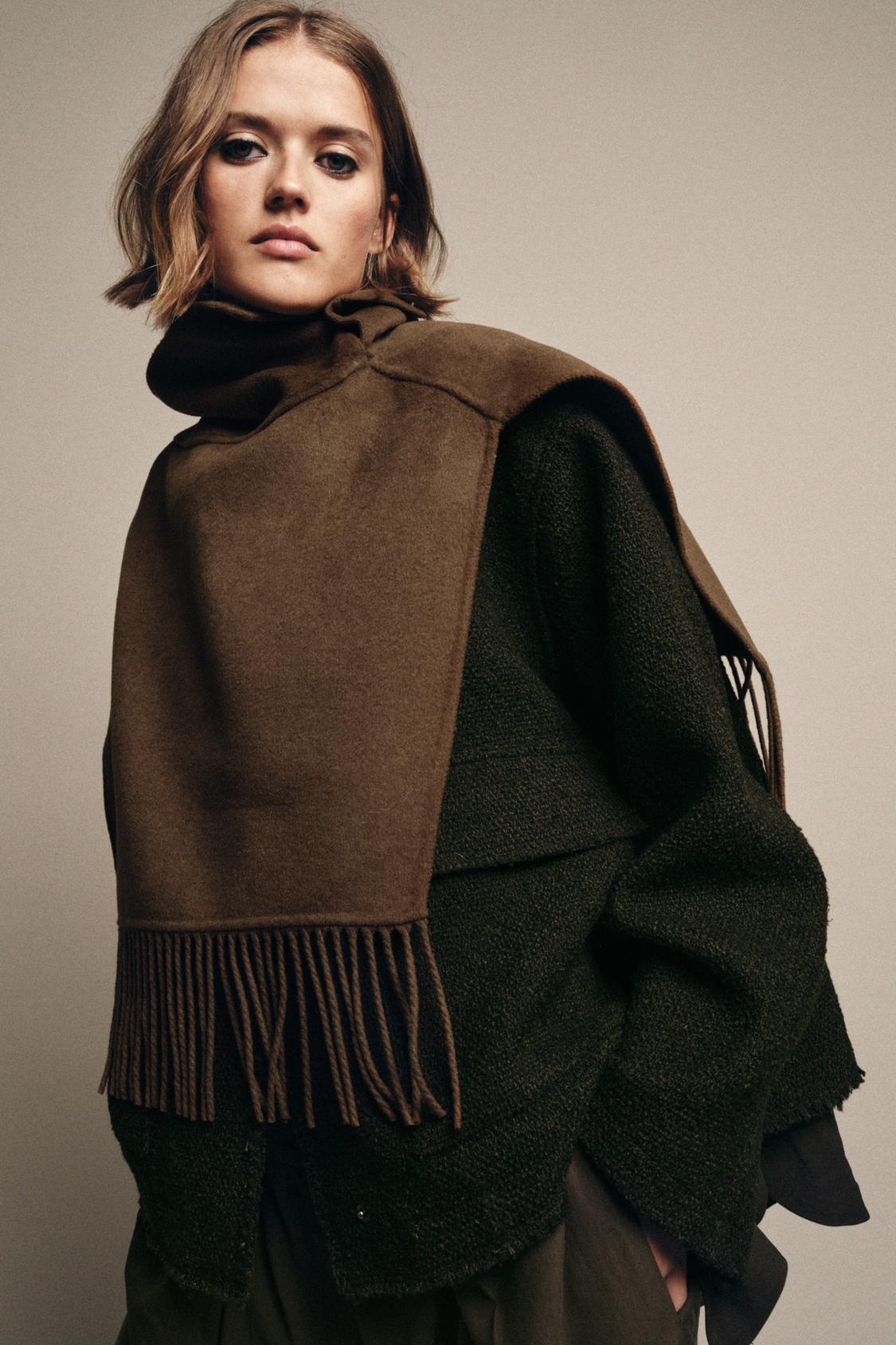 Short Wool Fringed Cape