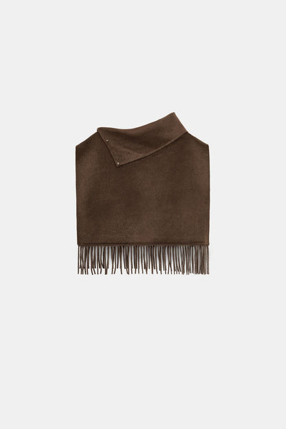 Short Wool Fringed Cape