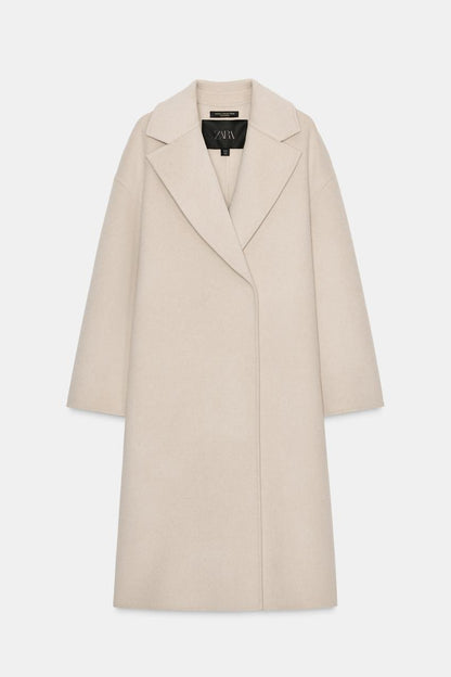 Oversized Wool Blend Coat With Scarf Zw Collection