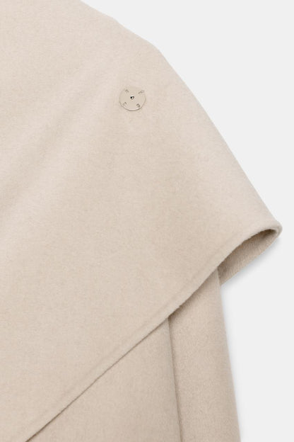 Oversized Wool Blend Coat With Scarf Zw Collection
